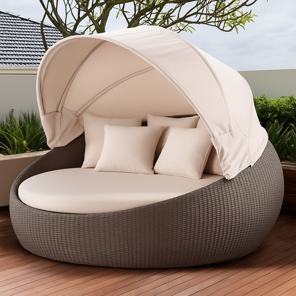 SolaceHaven Aurora Round Canopy Daybed